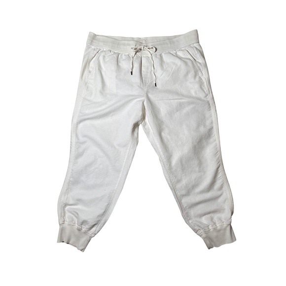 GAP XL White Jogger Sweatpants Rose Embroidery Drawstring Lounge Pants - Picture 1 of 12